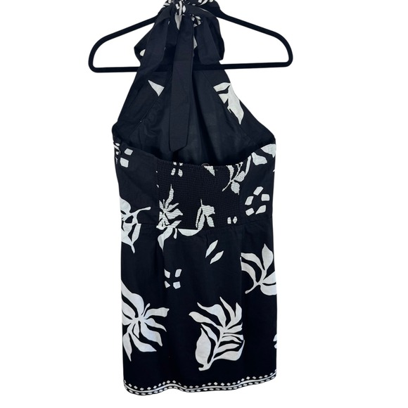 LOFT NWT Fern Linen Blend Black White Halter Lined Mini Dress Size 14 - Picture 5 of 10